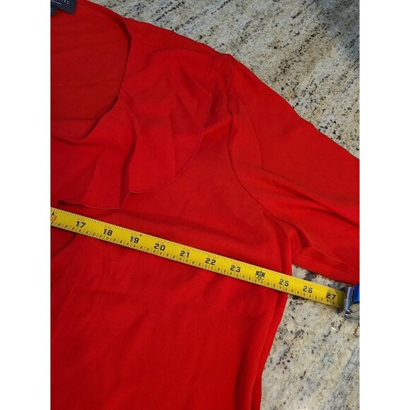 New! Womens Size 2X The Limited Red Ruffle Accent V-Neck Blouse Top Goji $79 - Picture 5 of 14
